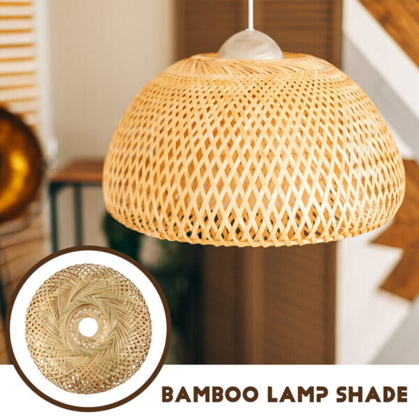 3X(Bamboo Wicker Rattan Light Fixture Flush Mount Hanging Ceiling Lamp for1836 - Image 2