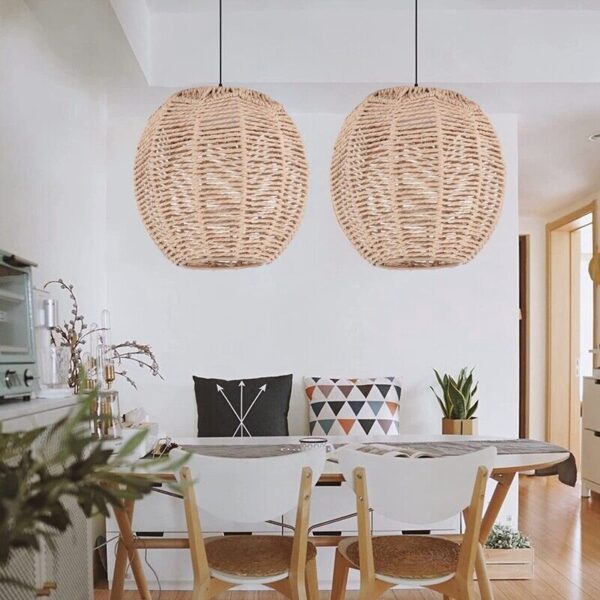 3X( Rattan Lamp Cover Handmade Woven Chandelier Retro1191 - Image 6