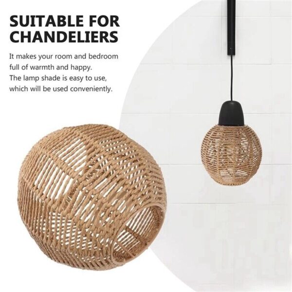 3X Rattan Lamp Cover Handmade Woven Chandelier Retro6707 - Image 2