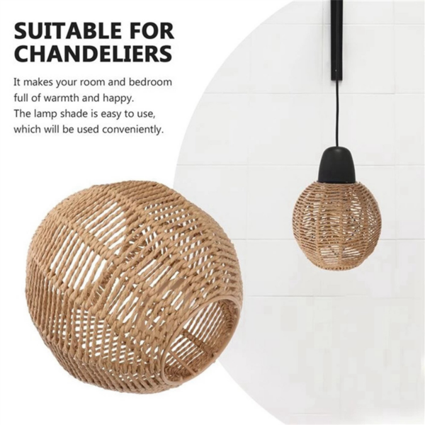 3X Rattan Lamp Cover Handmade Woven Chandelier Retro6707 - Image 6