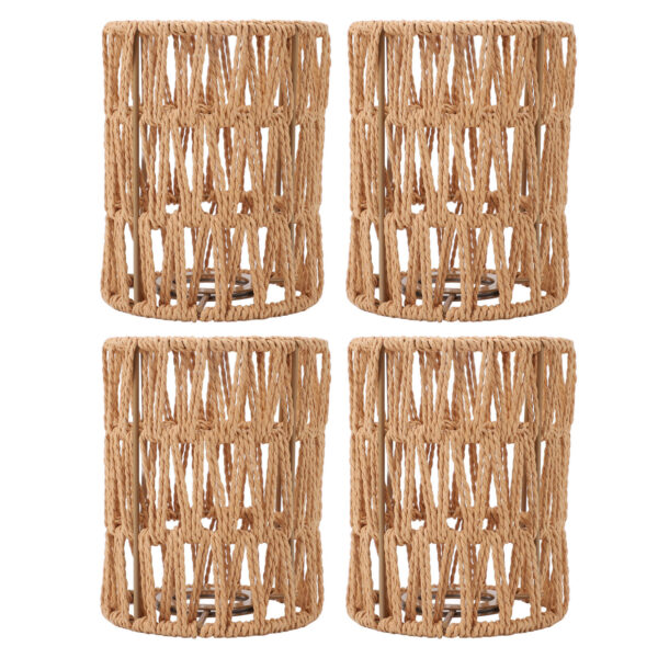 4pcs Lampshade Retro Imitation Rattan Bohemian Style Hand Woven Lamp Shade US HG - Image 3