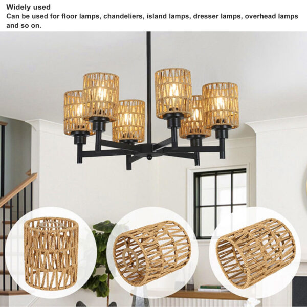 4pcs Lampshade Retro Imitation Rattan Bohemian Style Hand Woven Lamp Shade US HG - Image 5