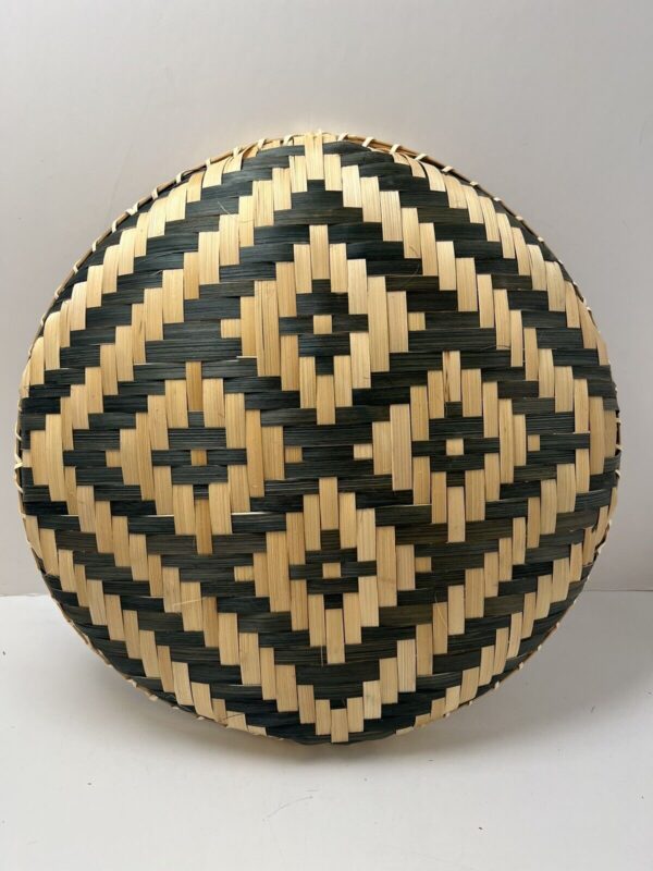 4x Woven Wicker Bamboo Round Basket Tray Large Geometric Boho Wall Art 13'' New - Image 2