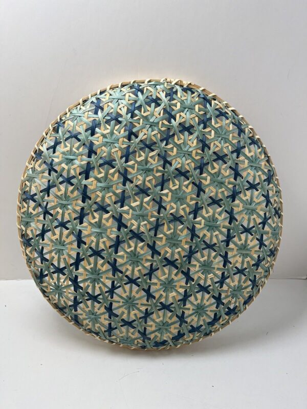 4x Woven Wicker Bamboo Round Basket Tray Large Geometric Boho Wall Art 13'' New - Image 5