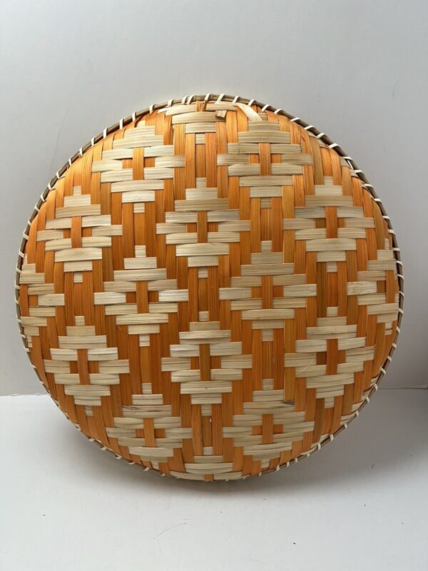 4x Woven Wicker Bamboo Round Basket Tray Large Geometric Boho Wall Art 13'' New - Image 6