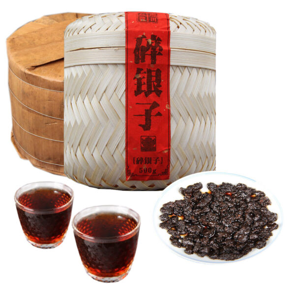 500g Handmade Bamboo Basket Yunnan Ripe Pu-erh Tea Packing Gift Cooked Puerh Tea