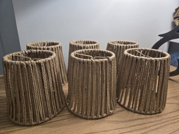 6 Pack Rattan Lamp Shade Clip on Bulb, Handwoven Barrel Chandelier Lampshade Rep - Image 5