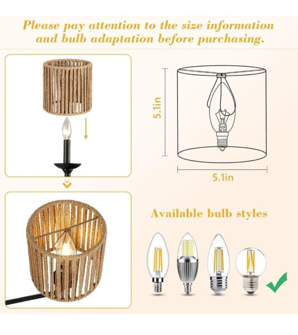 6 Pack Rattan Lamp Shade, Small Boho Lamp Shades Replacement, 5.9In Height, 5In - Image 4