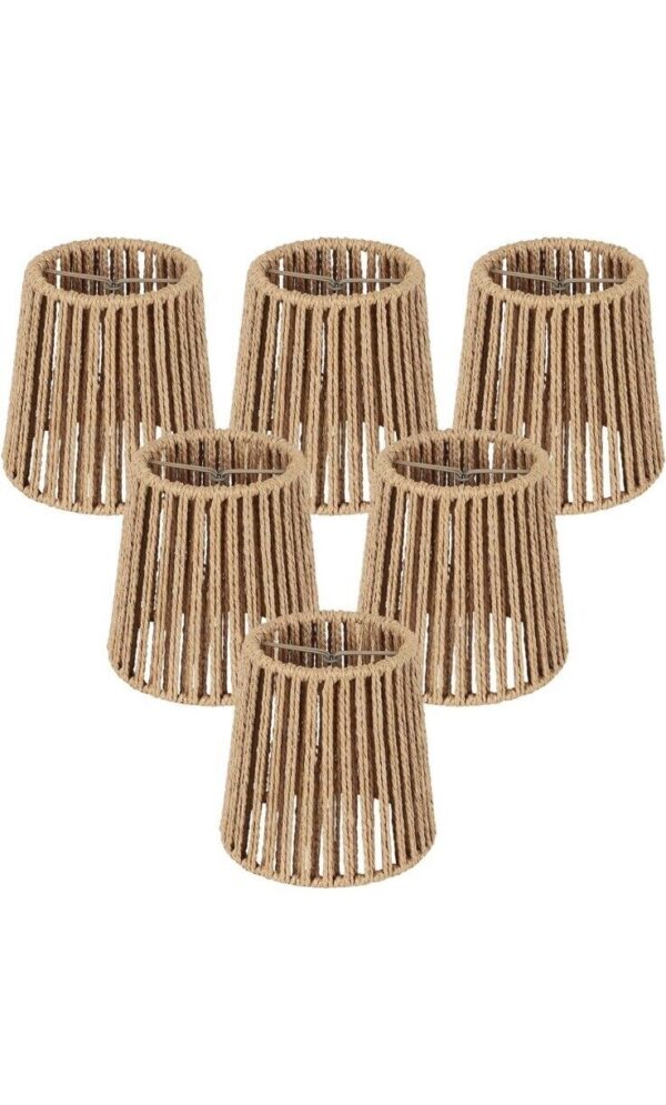 6 Pcs Small Rattan Lamp Shades 3.9 x 5.5 x 5.5 Inch Boho Farmhouse Cylinder ...