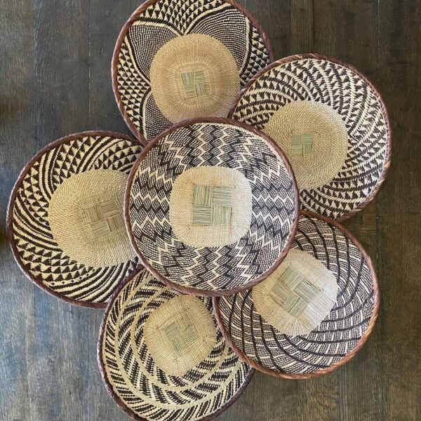 6 Tonga African Basket Set #814 | African Wall Baskets | Boho Decor Baskets