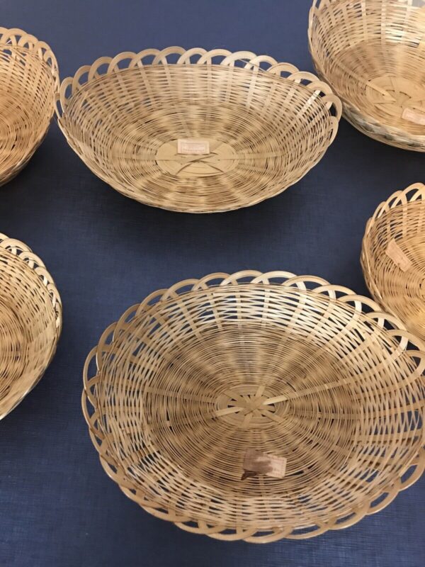 6 Vintage Rattan Wicker Picnic Plates Serving Storage Basket Desk Boho 12" x 8" - Image 3