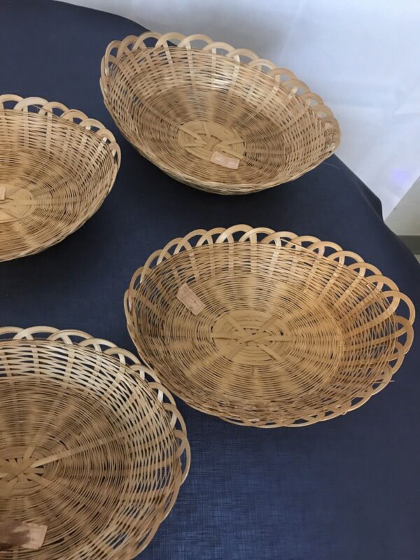 6 Vintage Rattan Wicker Picnic Plates Serving Storage Basket Desk Boho 12" x 8" - Image 4