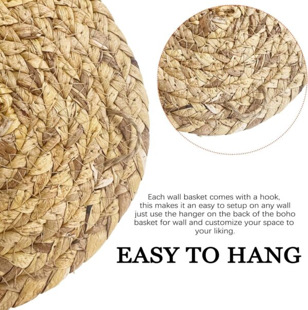 7 Pack Boho Wall Basket Decor - Seagrass Rattan Wicker Round... - Image 2