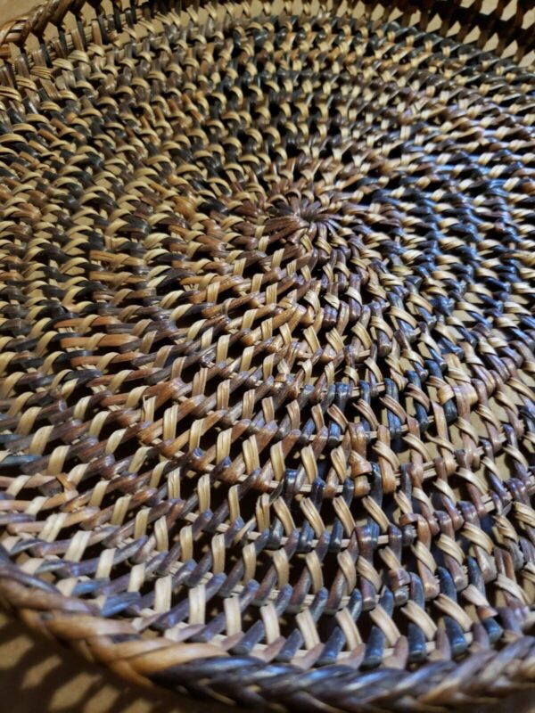 8" Vintage Round Wicker Trivet Grass Mat Handmade Boho Southwest Decor - Image 2