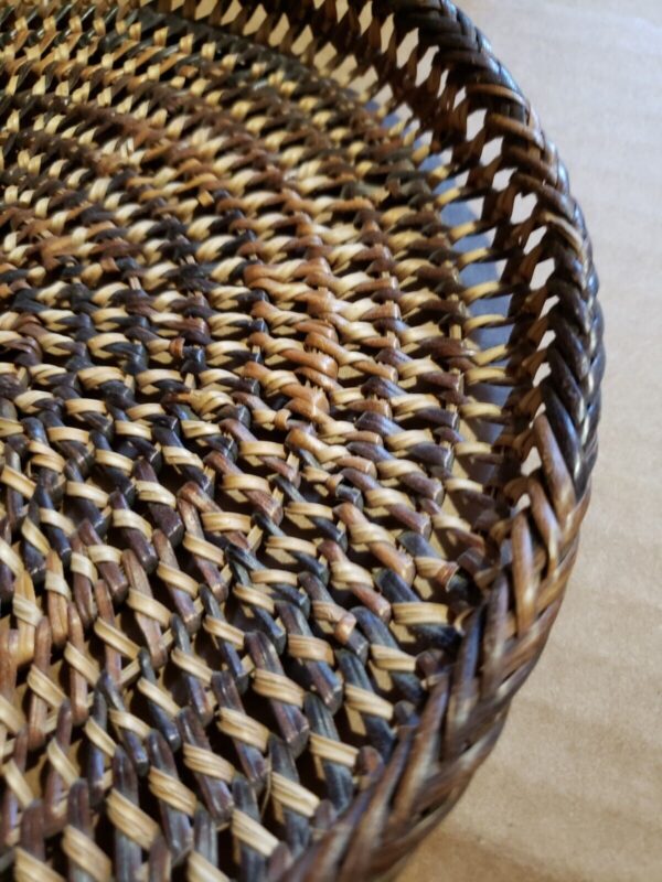 8" Vintage Round Wicker Trivet Grass Mat Handmade Boho Southwest Decor - Image 3