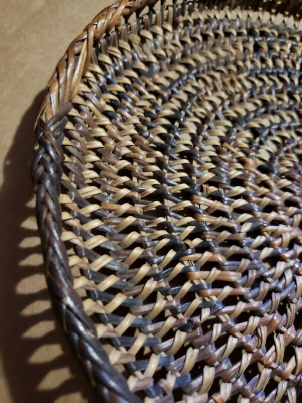 8" Vintage Round Wicker Trivet Grass Mat Handmade Boho Southwest Decor - Image 4