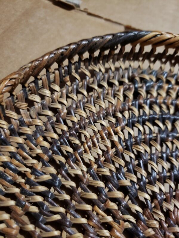 8" Vintage Round Wicker Trivet Grass Mat Handmade Boho Southwest Decor - Image 5