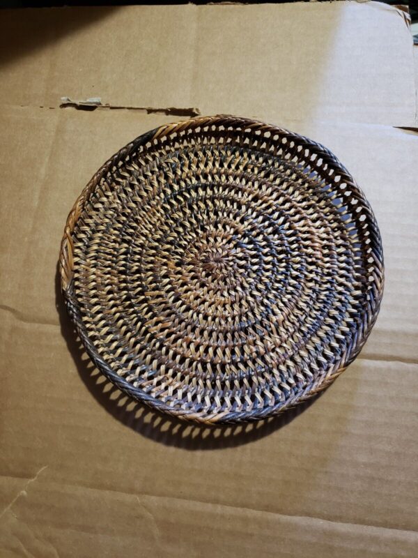 8" Vintage Round Wicker Trivet Grass Mat Handmade Boho Southwest Decor