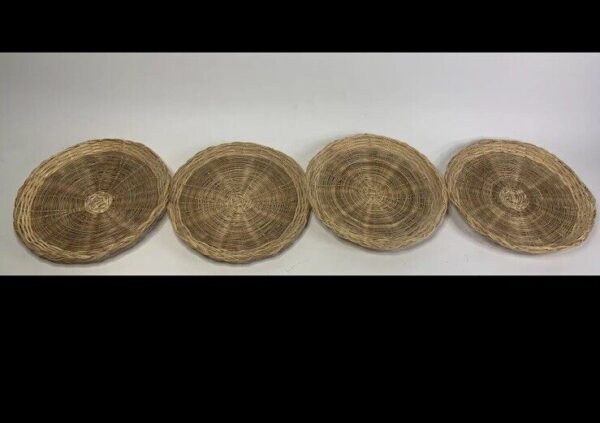 8 Vintage Wicker Rattan 9” Boho Basket Wall Picnic Woven Paper Plate Holders - Image 3