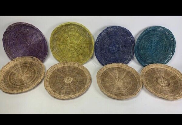 8 Vintage Wicker Rattan 9” Boho Basket Wall Picnic Woven Paper Plate Holders