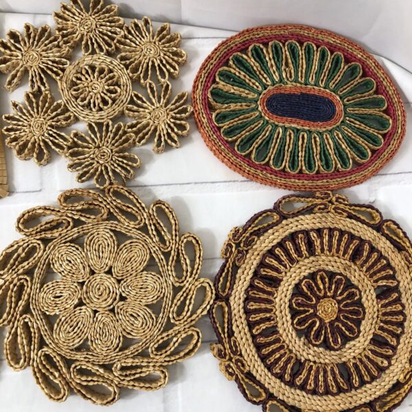 8 Vintage Woven Rattan Straw Hot Pads Trivets Boho Basket Wall Decor - Image 3