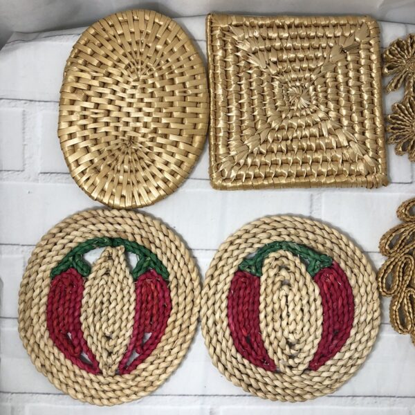 8 Vintage Woven Rattan Straw Hot Pads Trivets Boho Basket Wall Decor - Image 2