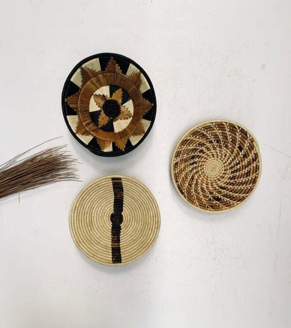 A set of 3 Handmade African Wall Baskets / Boho Woven Wall Decor