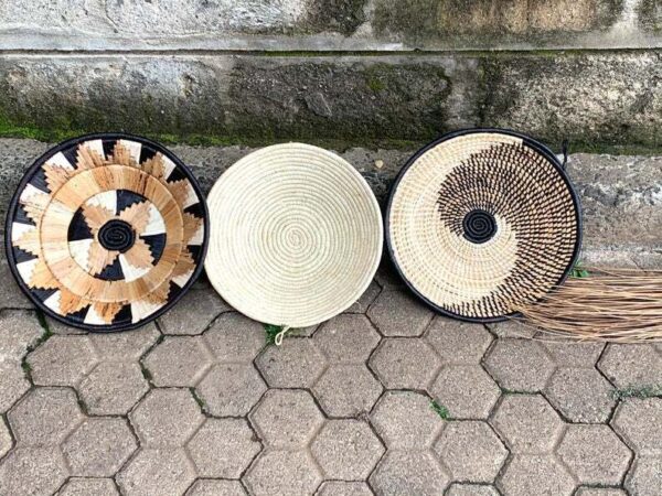 A set of 3 Handmade African Wall Baskets /Boho Woven Wall Decor - Image 2