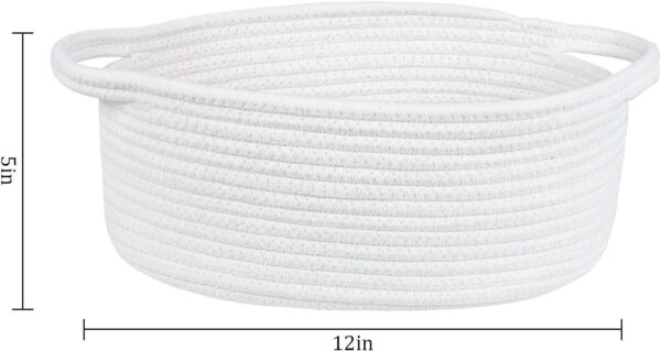 ABenkle Cute Small Woven Basket with Handles, 12"x 8" x 5" Rope 1 Pack, White - Image 2