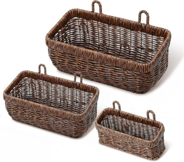 AceList Wall Hanging Basket, Boho Style Hand-Woven 3 pc (set), Brown