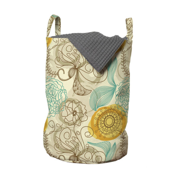 Ambesonne Floral Bloom Laundry Bag Hamper Basket with Handles Laundromats - Image 4