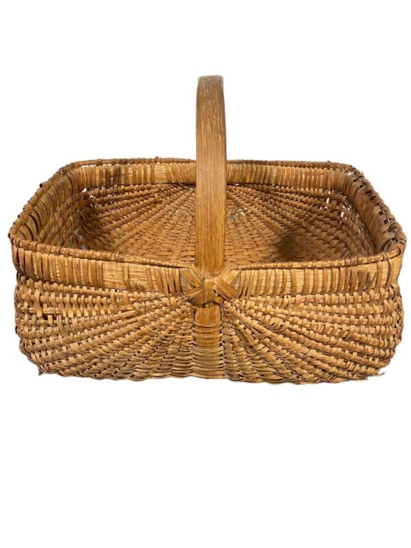 Americana Split Oak Gathering Farmhouse Woven Butt Buttocks Basket Antique Folk - Image 2