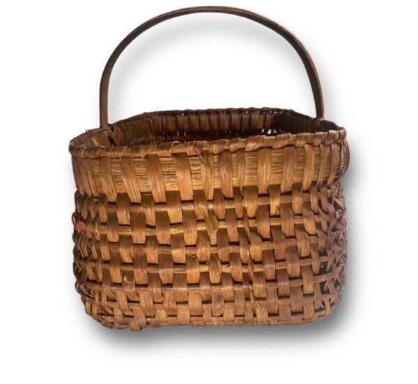 Americana Split Oak Gathering Farmhouse Woven Butt Buttocks Basket Antique Folk - Image 4