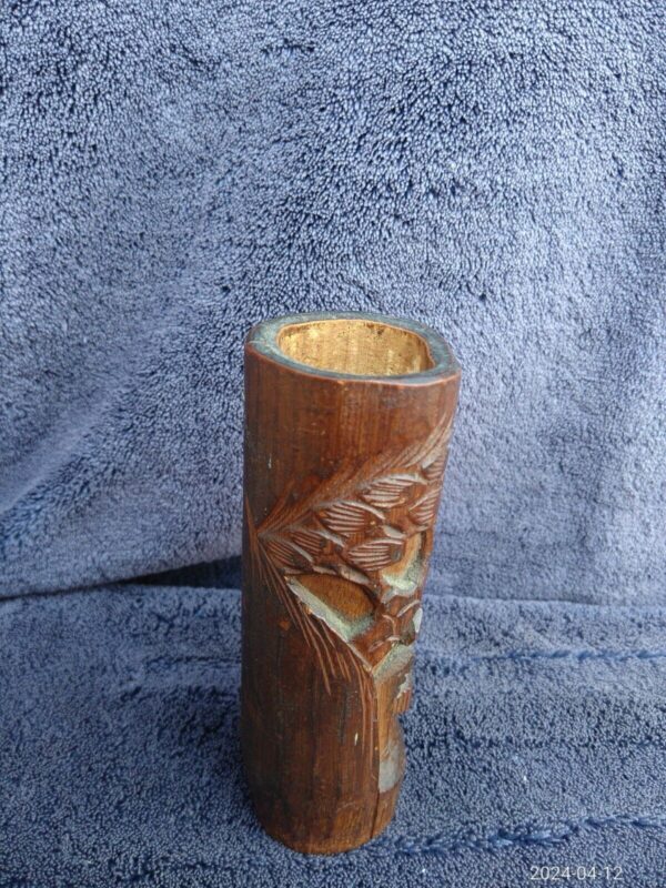 Antique 11cm Chinese Bamboo Boat Brush Pot Holder - Image 3