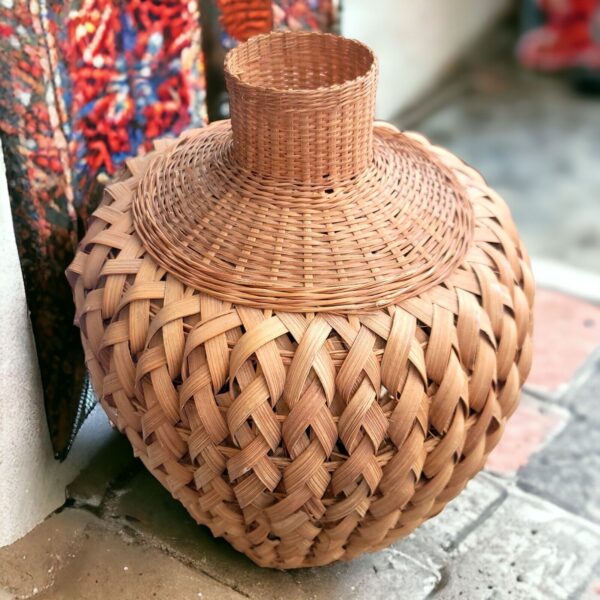 Antique French Woven Basket 13.5" Circa 1900s Boho Cottage Core - Image 2