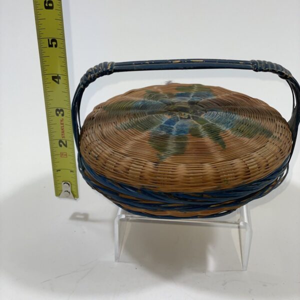 Antique Hand Painted Basket W/Handle - Image 5