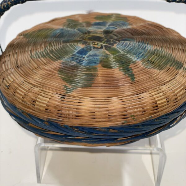 Antique Hand Painted Basket W/Handle - Image 2