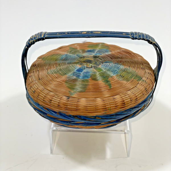 Antique Hand Painted Basket W/Handle