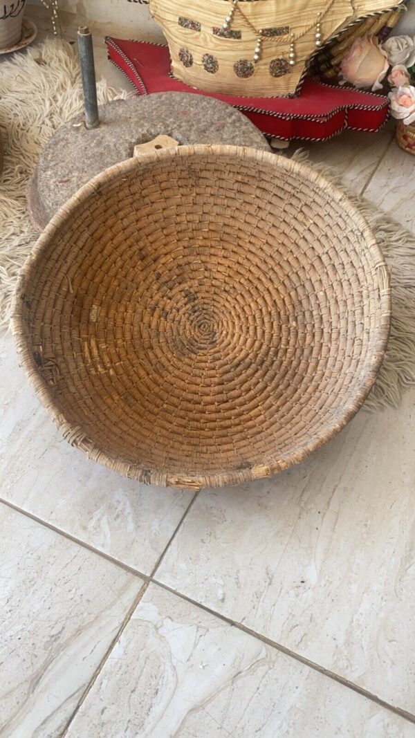 Antique Native Palestinian Handmade Woven Straw Basket Bow - Image 4