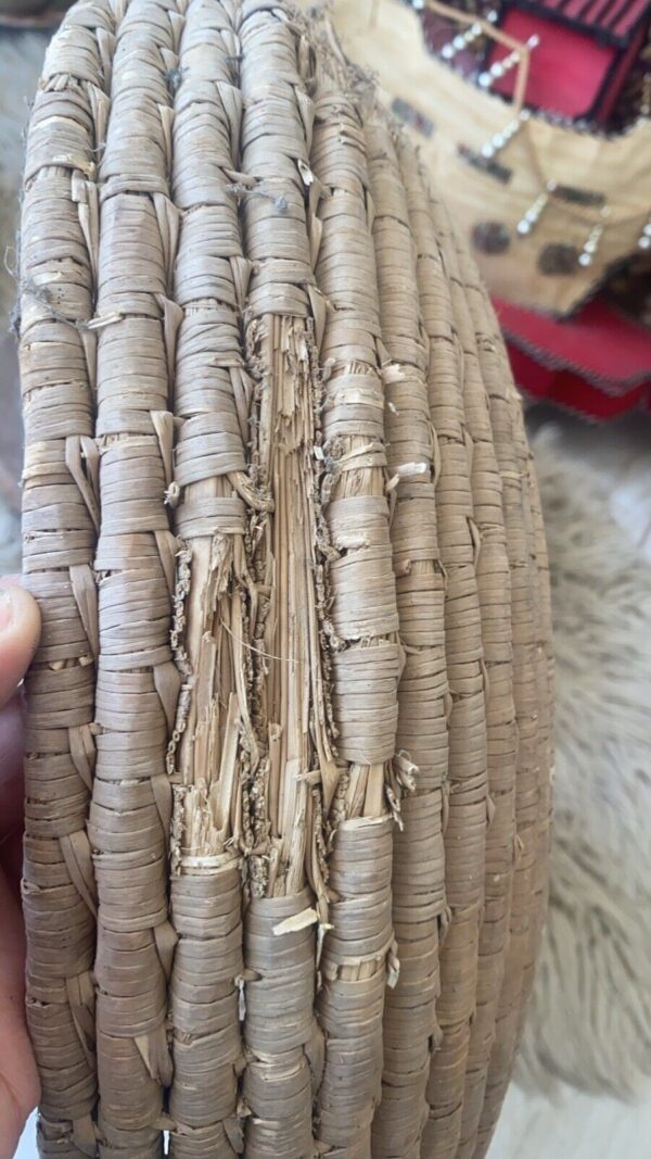 Antique Native Palestinian Handmade Woven Straw Basket Bow - Image 6