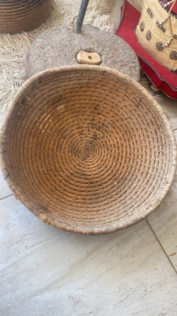 Antique Native Palestinian Handmade Woven Straw Basket Bow - Image 2