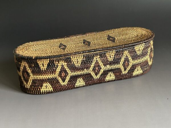 Antique Romblon Island Philippines Fine Weave Lidded Basket