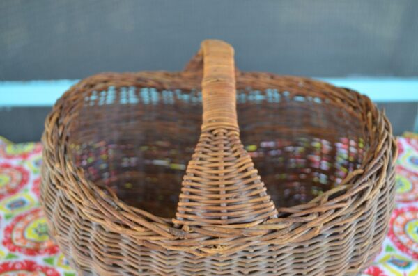 Antique Vintage Wicker Market/Gathering Basket Nice Old Patina 12 " Length - Image 3