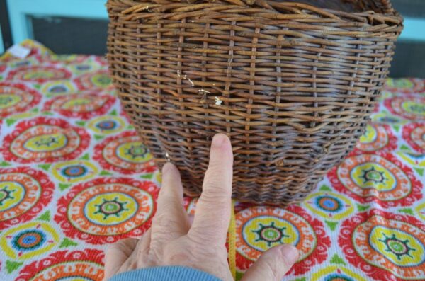 Antique Vintage Wicker Market/Gathering Basket Nice Old Patina 12 " Length - Image 6