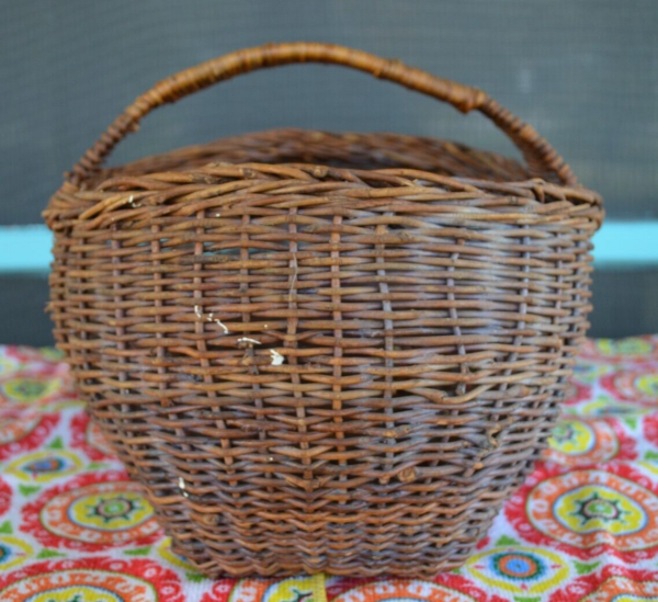 Antique Vintage Wicker Market/Gathering Basket Nice Old Patina 12 " Length - Image 5