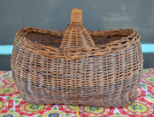 Antique Vintage Wicker Market/Gathering Basket Nice Old Patina 12 " Length - Image 2