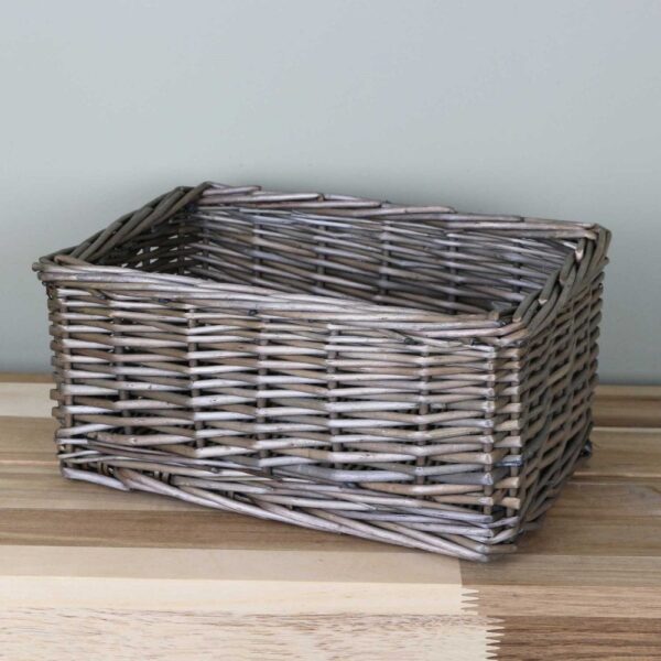 Antique Wash Small Wicker Storage Basket