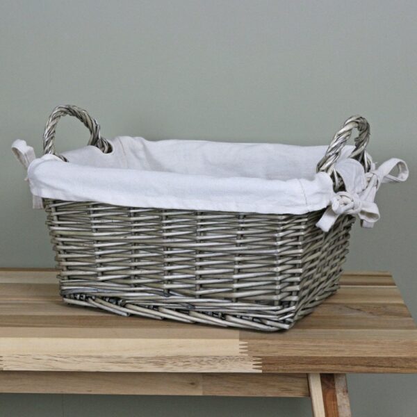 Antique Wash Tapered Lined Wicker Storage Basket