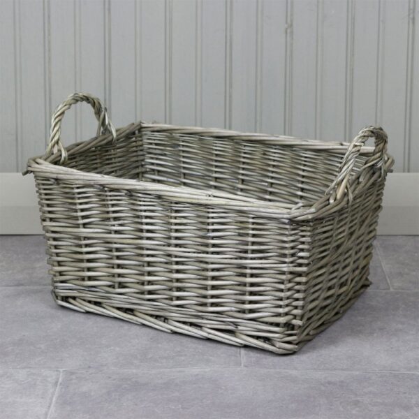 Antique Wash Tapered Wicker Storage Basket