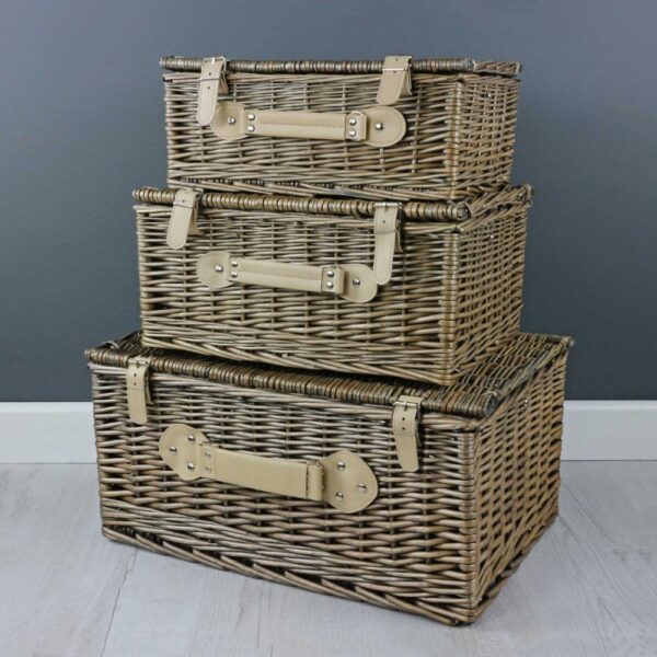 Antique Wash Wicker Storage Hamper Basket